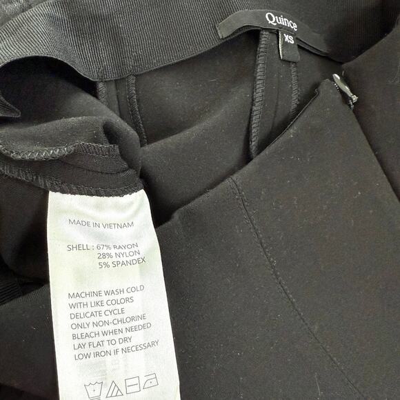 Quince Ponte Slim Pull On Pant Black XS Stretch Minimalist Officecore Capsule - Picture 6 of 6